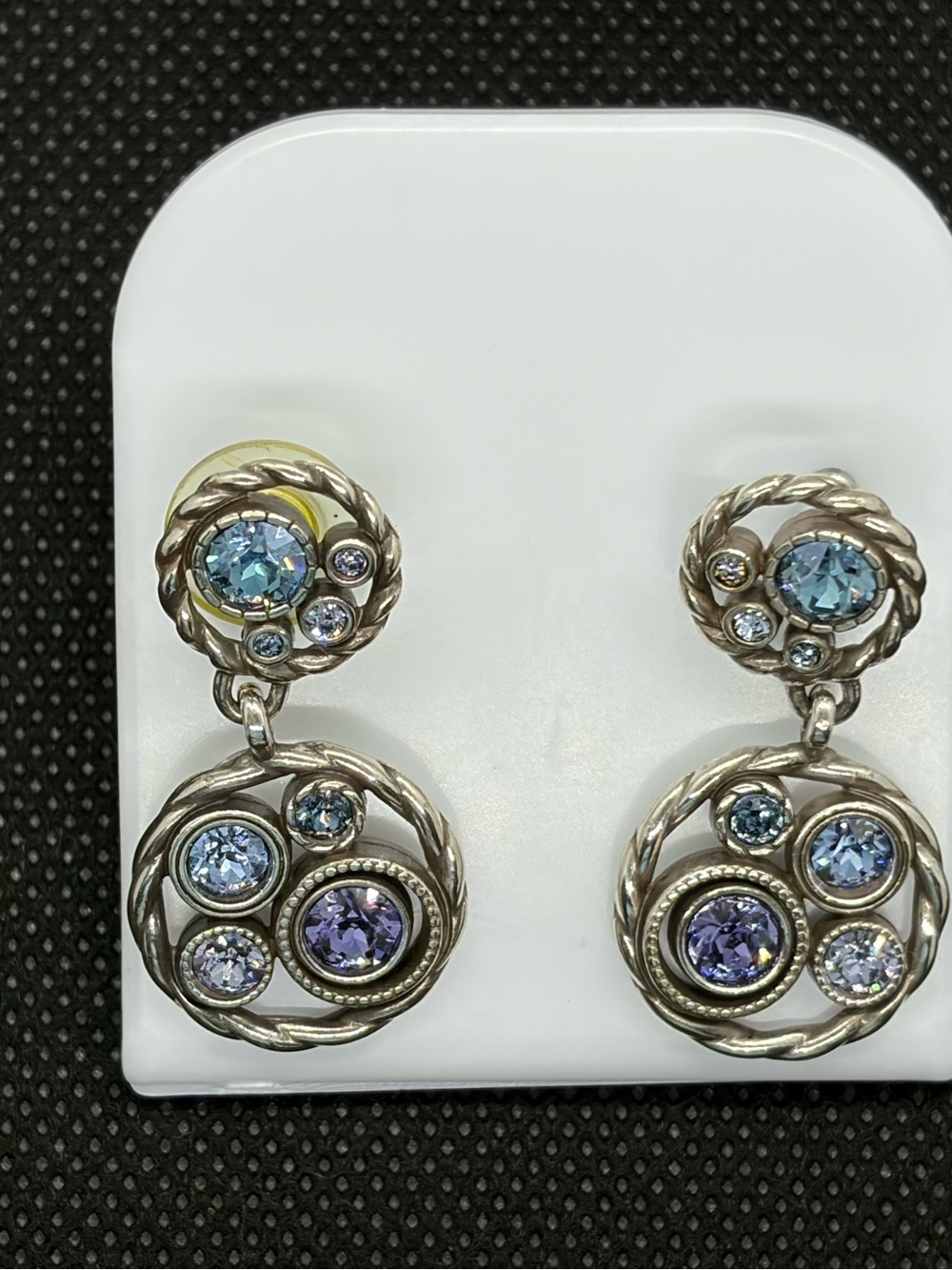 Brighton Silver Drop Earrings with Violet-Blue Crystals